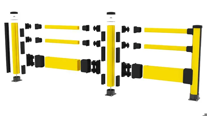 Black and yellow Essential Pedestrian with impact high configuration exploded