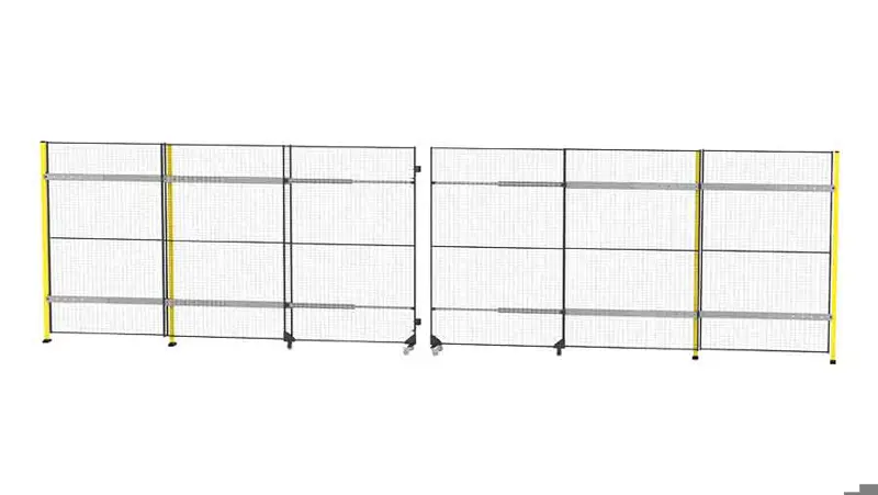 Porte coulissante double sans rail avec fermeture centrale