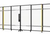 sliding door for machine guarding, without rail and with plastic panels