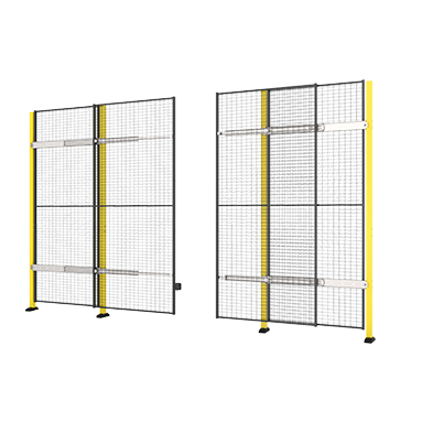 Porte coulissante double sans rail avec fermeture centrale